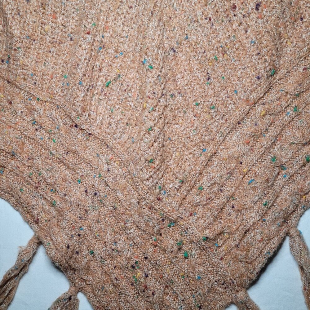 Boho Knit Shawl Wool Blend Fringe Bronze Womens One Size Oversized Cozy Boho - Picture 2 of 8